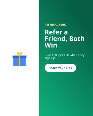 Refer a Friend — editable green business template, instagram portrait