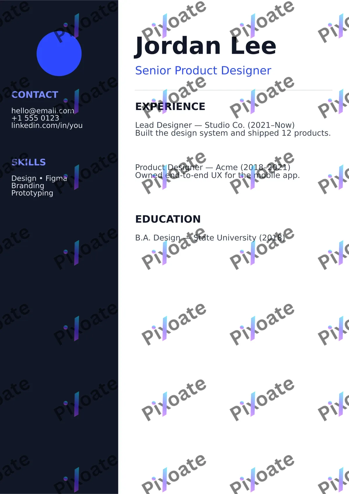 Resume — editable white business template, a4 print