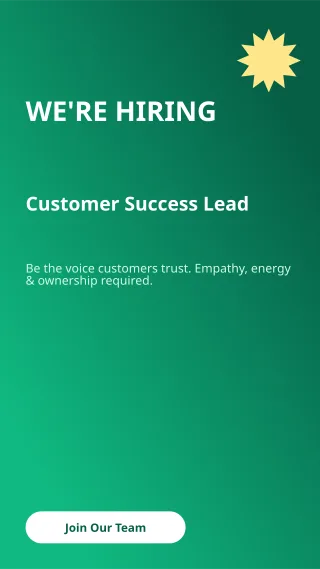 We Are Hiring — editable green business template, story / reel