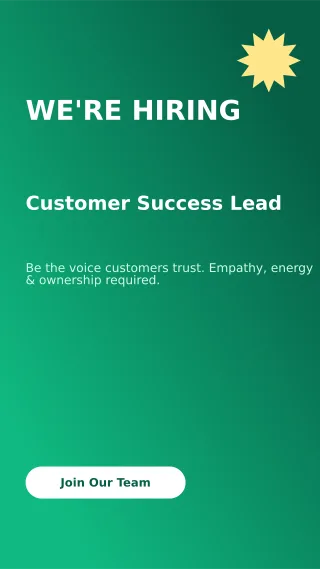 We Are Hiring — editable green business template, story / reel