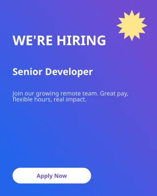 We're Hiring — editable purple business template, instagram portrait