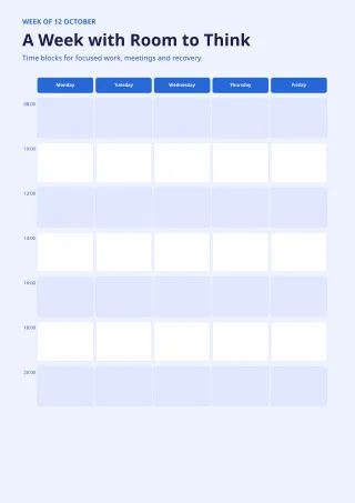 Weekly Schedule — Bold Indigo — editable white calendar and planner template, a4 print