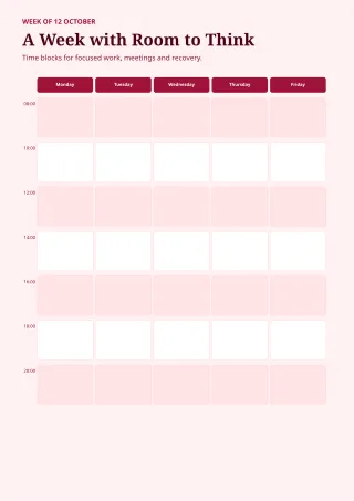 Weekly Schedule — Burgundy Studio — editable white calendar and planner template, a4 print
