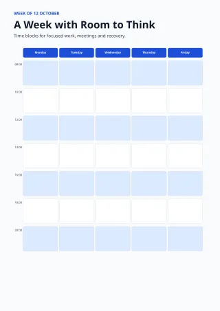 Weekly Schedule — Clear Blue — editable white calendar and planner template, a4 print