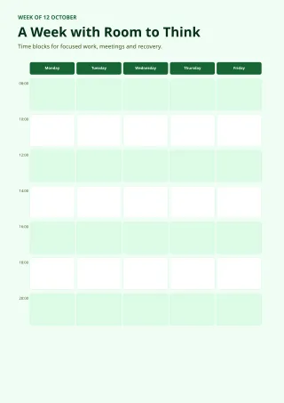 Weekly Schedule — Sage Office — editable white calendar and planner template, a4 print