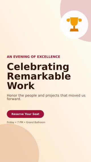 Aurora Awards Ceremony Mobile Invite — editable white ceremony template, story / reel