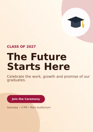 Aurora Graduation Ceremony Ceremony Poster — editable white ceremony template, a4 print