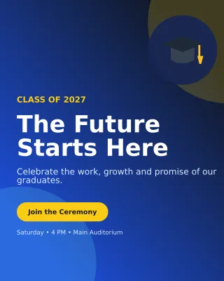 Aurora Graduation Ceremony Invitation — editable blue ceremony template, instagram portrait