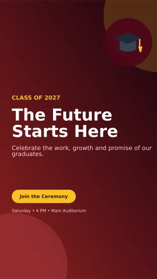 Aurora Graduation Ceremony Mobile Invite — editable black ceremony template, story / reel