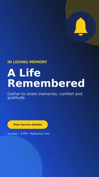 Aurora Memorial Ceremony Mobile Invite — editable blue ceremony template, story / reel