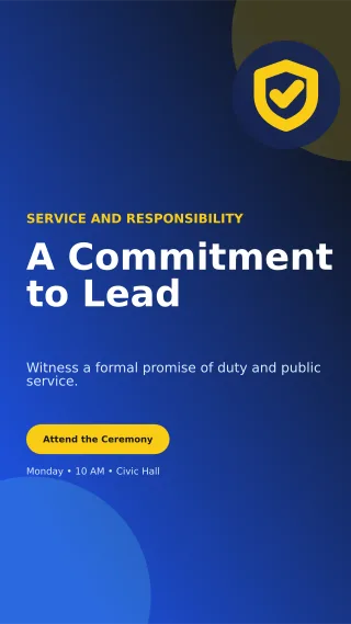 Aurora Oath Ceremony Mobile Invite — editable blue ceremony template, story / reel