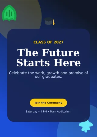 Botanical Graduation Ceremony Ceremony Poster — editable blue ceremony template, a4 print