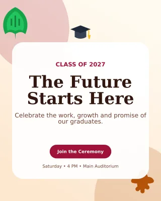 Botanical Graduation Ceremony Invitation — editable white ceremony template, instagram portrait