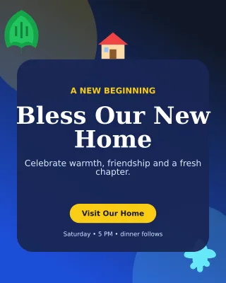 Botanical Housewarming Ceremony Invitation — editable blue ceremony template, instagram portrait