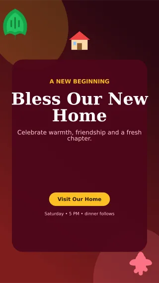 Botanical Housewarming Ceremony Mobile Invite — editable black ceremony template, story / reel