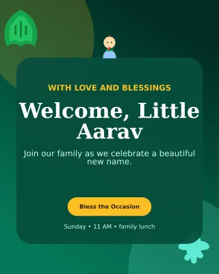 Botanical Naming Ceremony Invitation — editable black ceremony template, instagram portrait