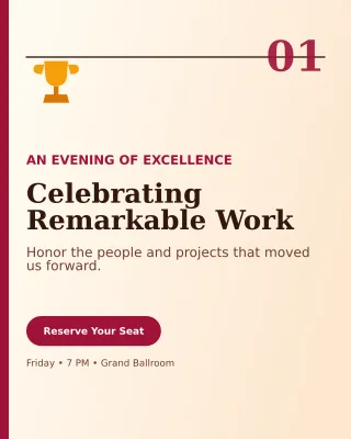 Editorial Awards Ceremony Invitation — editable white ceremony template, instagram portrait