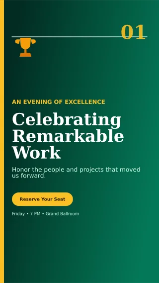 Editorial Awards Ceremony Mobile Invite — editable black ceremony template, story / reel