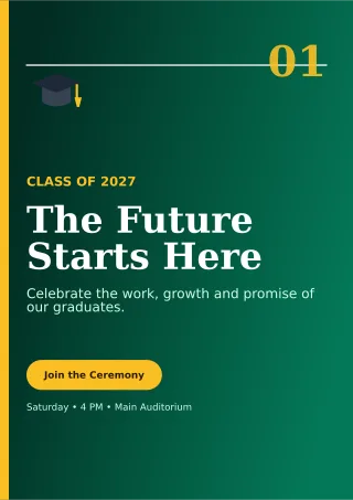 Editorial Graduation Ceremony Ceremony Poster — editable black ceremony template, a4 print