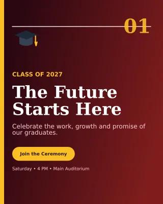 Editorial Graduation Ceremony Invitation — editable black ceremony template, instagram portrait