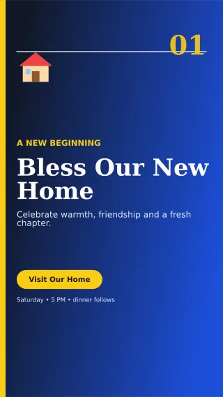 Editorial Housewarming Ceremony Mobile Invite — editable blue ceremony template, story / reel