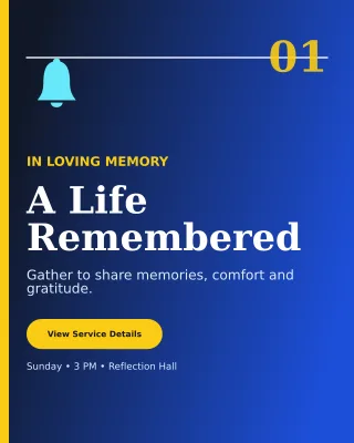 Editorial Memorial Ceremony Invitation — editable blue ceremony template, instagram portrait