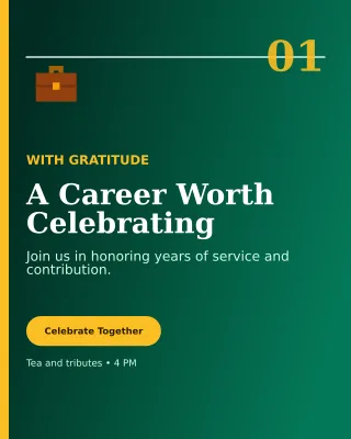 Editorial Retirement Ceremony Invitation — editable black ceremony template, instagram portrait