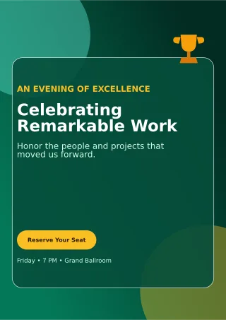 Glass Awards Ceremony Ceremony Poster — editable black ceremony template, a4 print