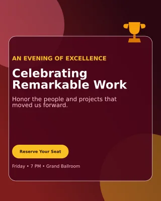 Glass Awards Ceremony Invitation — editable black ceremony template, instagram portrait