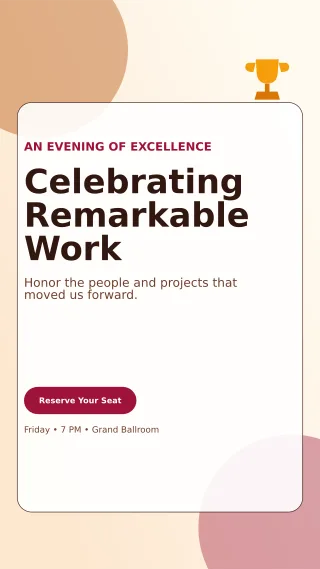 Glass Awards Ceremony Mobile Invite — editable white ceremony template, story / reel