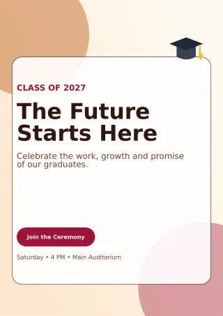 Glass Graduation Ceremony Ceremony Poster — editable white ceremony template, a4 print