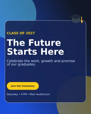 Glass Graduation Ceremony Invitation — editable blue ceremony template, instagram portrait