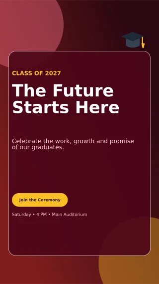Glass Graduation Ceremony Mobile Invite — editable black ceremony template, story / reel