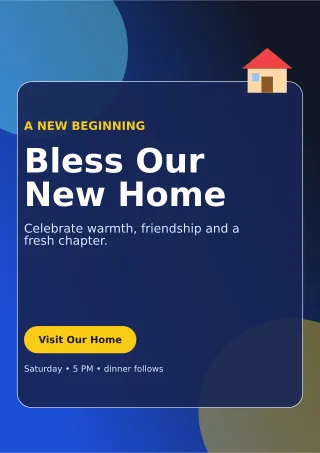 Glass Housewarming Ceremony Ceremony Poster — editable blue ceremony template, a4 print