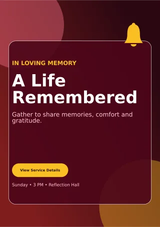 Glass Memorial Ceremony Ceremony Poster — editable black ceremony template, a4 print