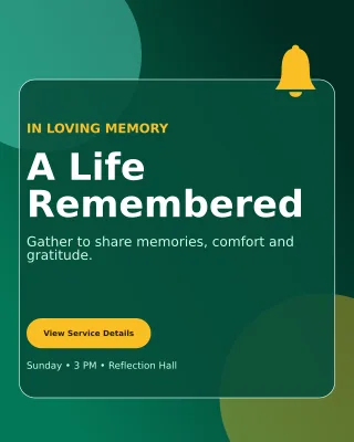 Glass Memorial Ceremony Invitation — editable black ceremony template, instagram portrait