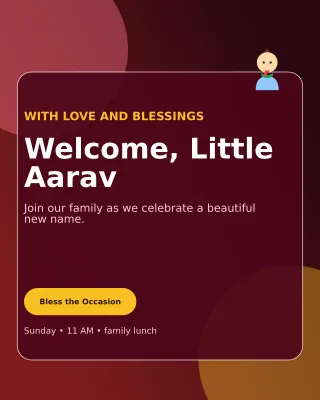 Glass Naming Ceremony Invitation — editable black ceremony template, instagram portrait