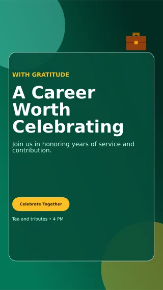 Glass Retirement Ceremony Mobile Invite — editable black ceremony template, story / reel