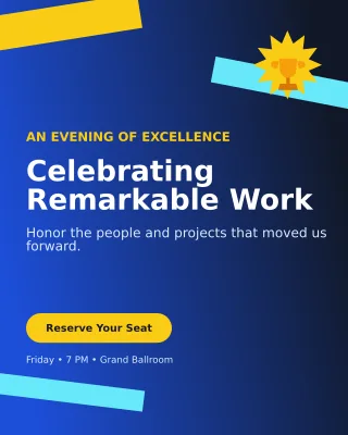 Kinetic Awards Ceremony Invitation — editable blue ceremony template, instagram portrait