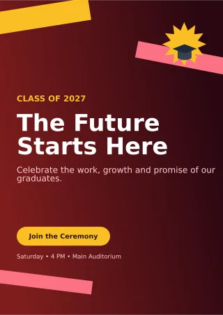 Kinetic Graduation Ceremony Ceremony Poster — editable black ceremony template, a4 print