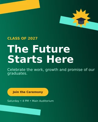 Kinetic Graduation Ceremony Invitation — editable black ceremony template, instagram portrait