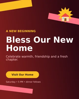 Kinetic Housewarming Ceremony Invitation — editable black ceremony template, instagram portrait