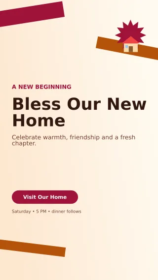 Kinetic Housewarming Ceremony Mobile Invite — editable white ceremony template, story / reel