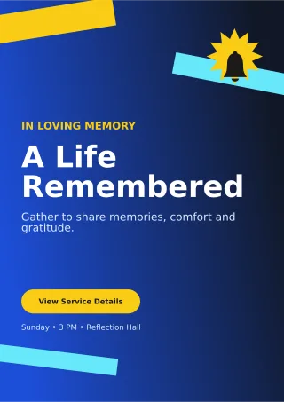 Kinetic Memorial Ceremony Ceremony Poster — editable blue ceremony template, a4 print