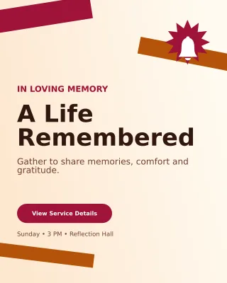 Kinetic Memorial Ceremony Invitation — editable white ceremony template, instagram portrait