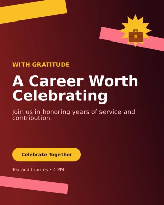Kinetic Retirement Ceremony Invitation — editable black ceremony template, instagram portrait