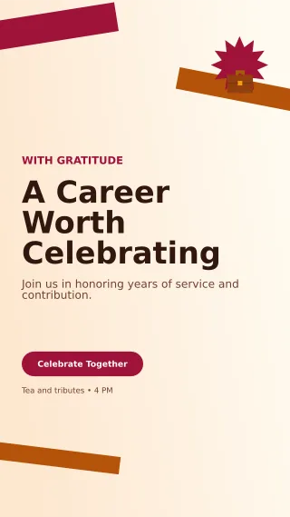 Kinetic Retirement Ceremony Mobile Invite — editable white ceremony template, story / reel