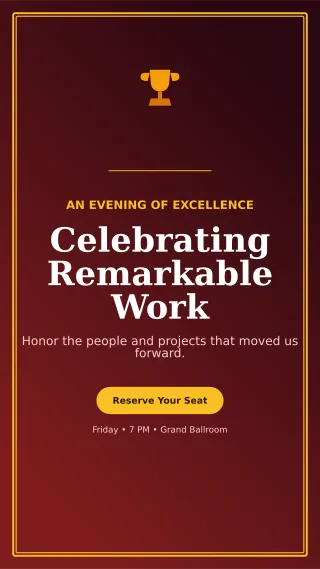 Luxe Awards Ceremony Mobile Invite — editable black ceremony template, story / reel
