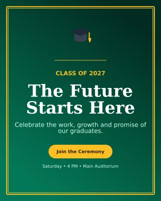 Luxe Graduation Ceremony Invitation — editable black ceremony template, instagram portrait
