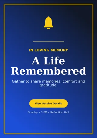 Luxe Memorial Ceremony Ceremony Poster — editable blue ceremony template, a4 print